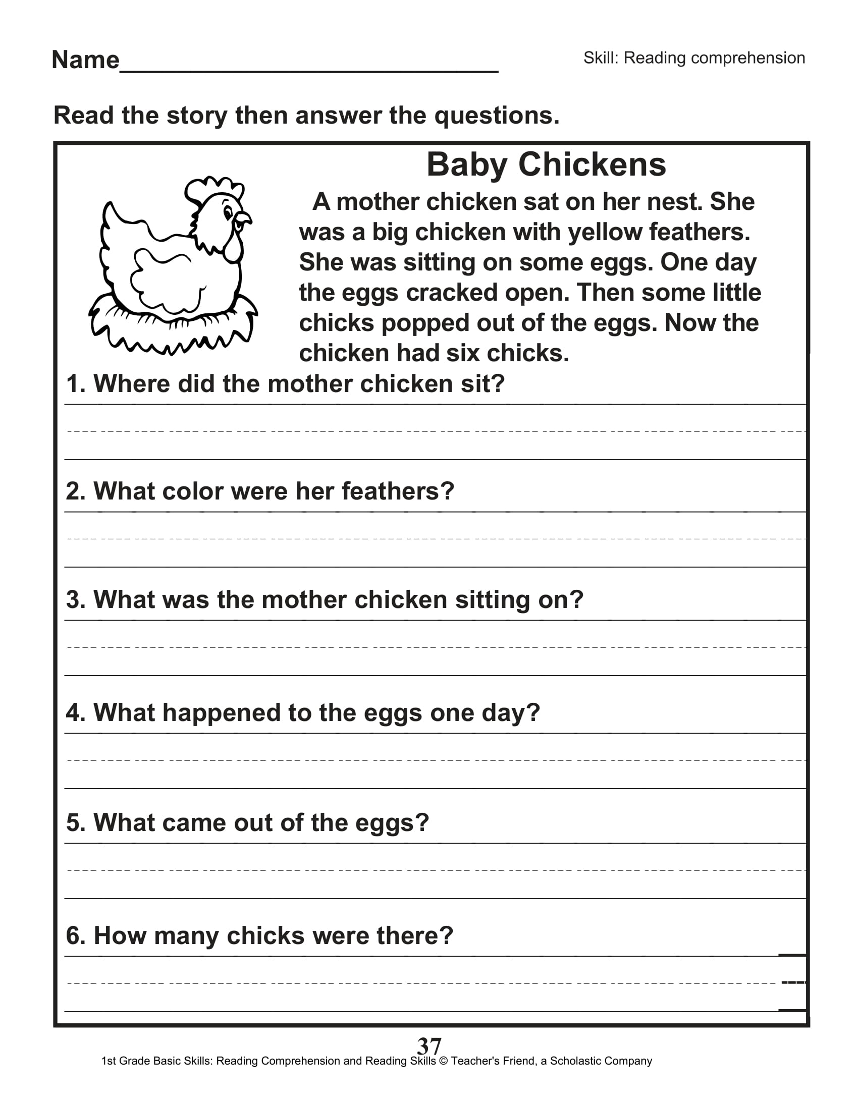 free printable stories with questions